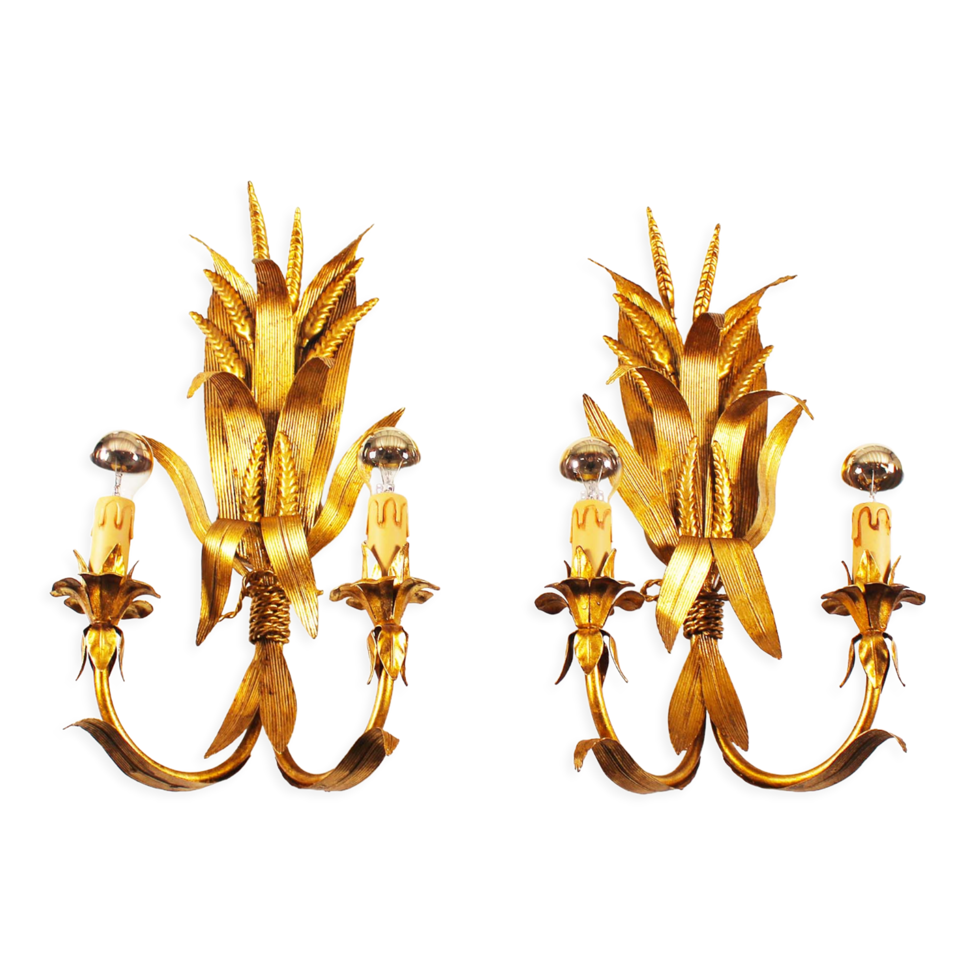 Large pair of Gilded Florentine Sconces by Hans Kögl