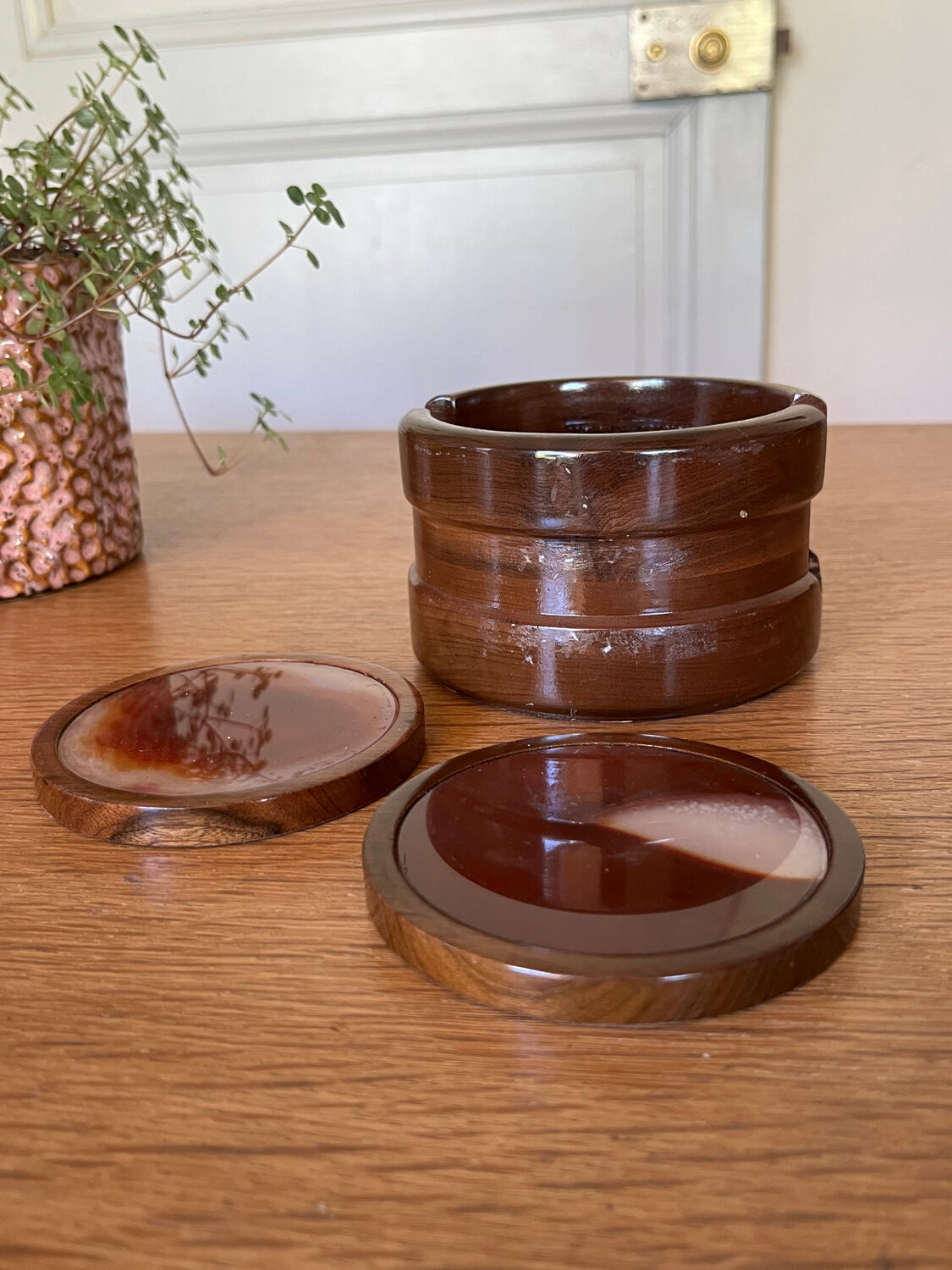 Wood and agate coasters