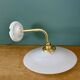 Vintage white opaline wall lamp with elbow arm