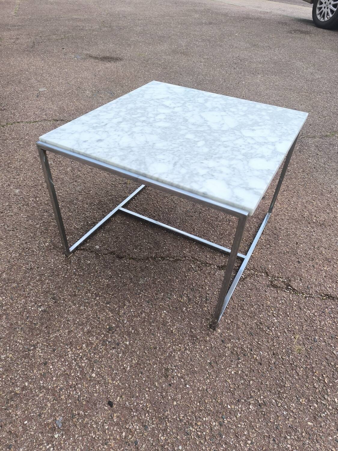 White marble and chrome coffee table, 1970