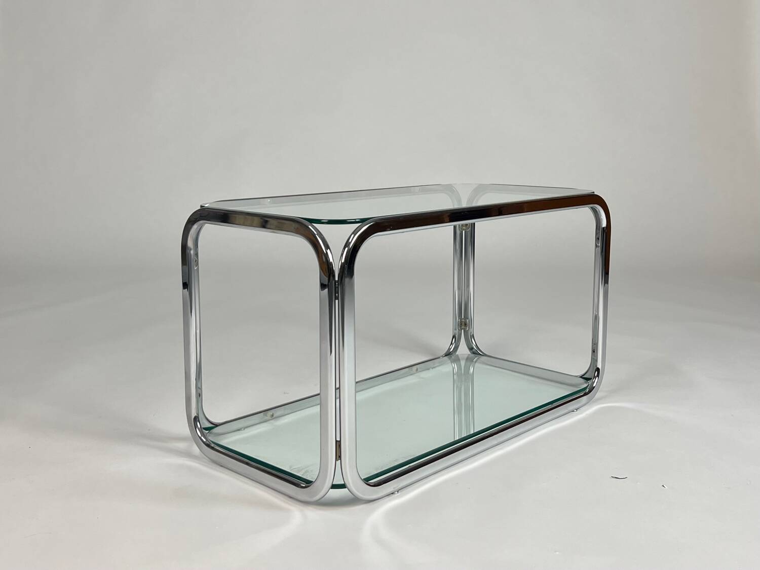 Vintage chrome glass coffee table 70s space age table