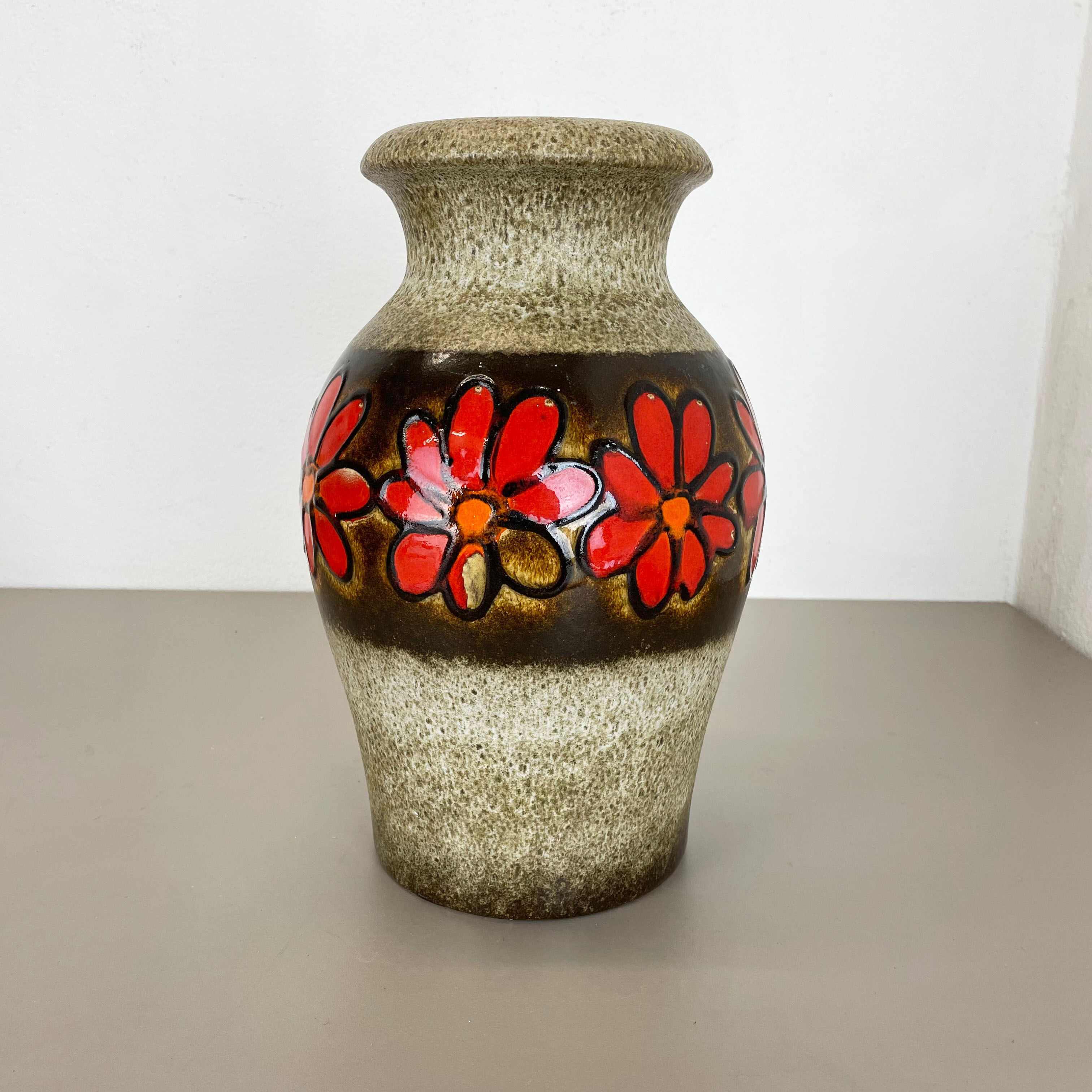 Pottery fat lava multi-color floor vase made by Scheurich, 1970s