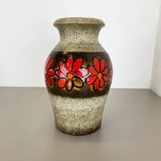 Pottery fat lava multi-color floor vase made by Scheurich, 1970s