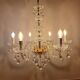 Lustre italien à 6 branches en or et cristal
