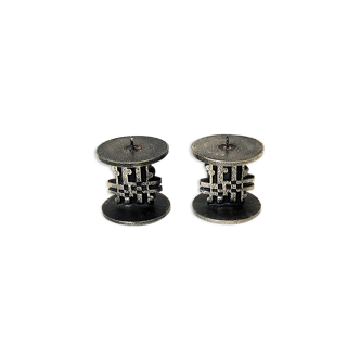 Stainless Steel brutalist pair of cube candleholders by Olav Joa for Polaris 1970s - Norway