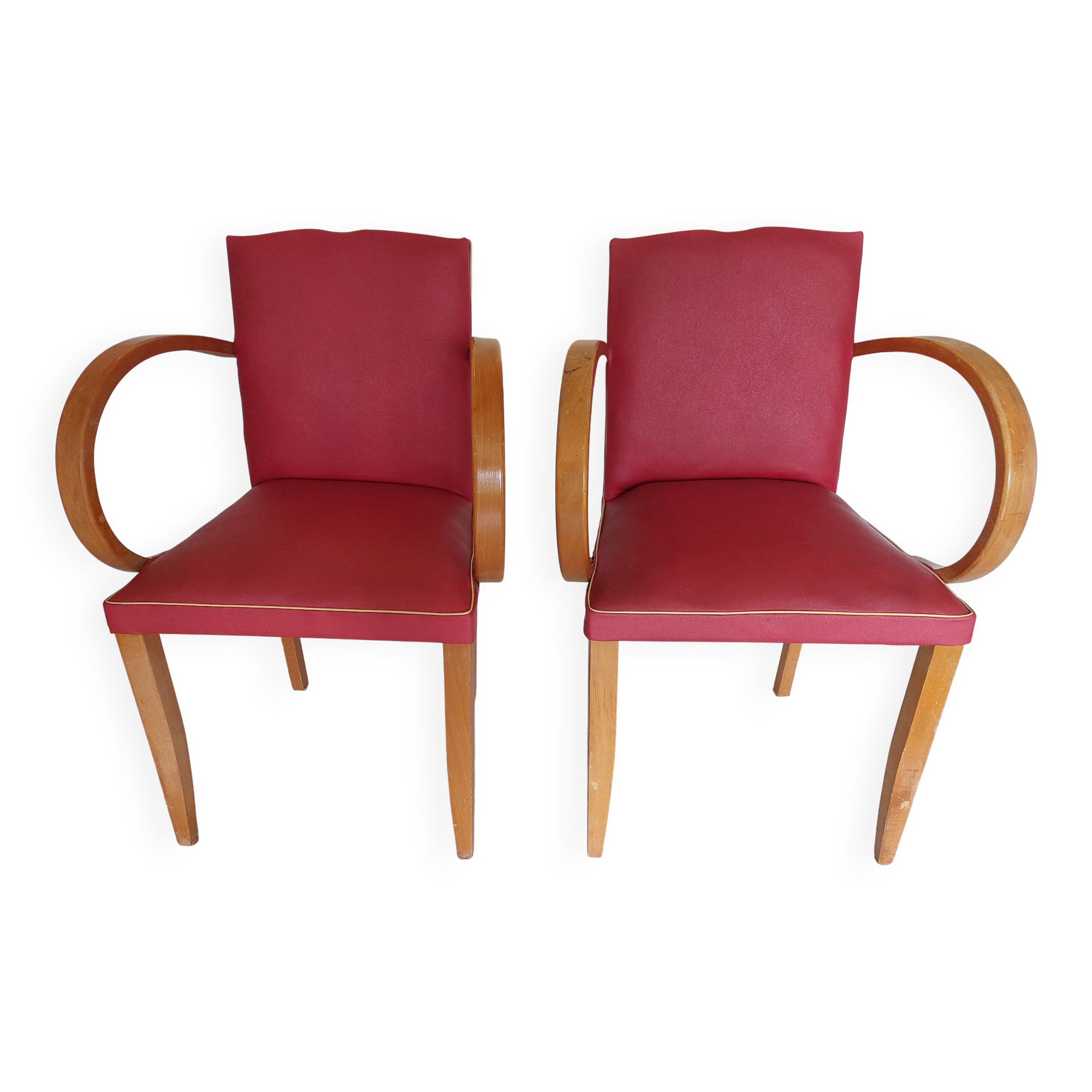 Pair of "moustache" bridge armchairs