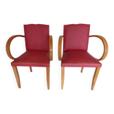 Pair of "moustache" bridge armchairs