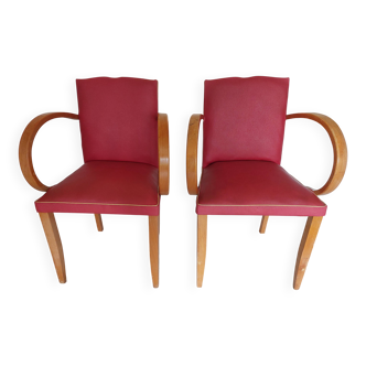 Pair of "moustache" bridge armchairs