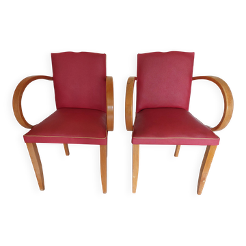 Paire de fauteuils bridge dits "moustache"