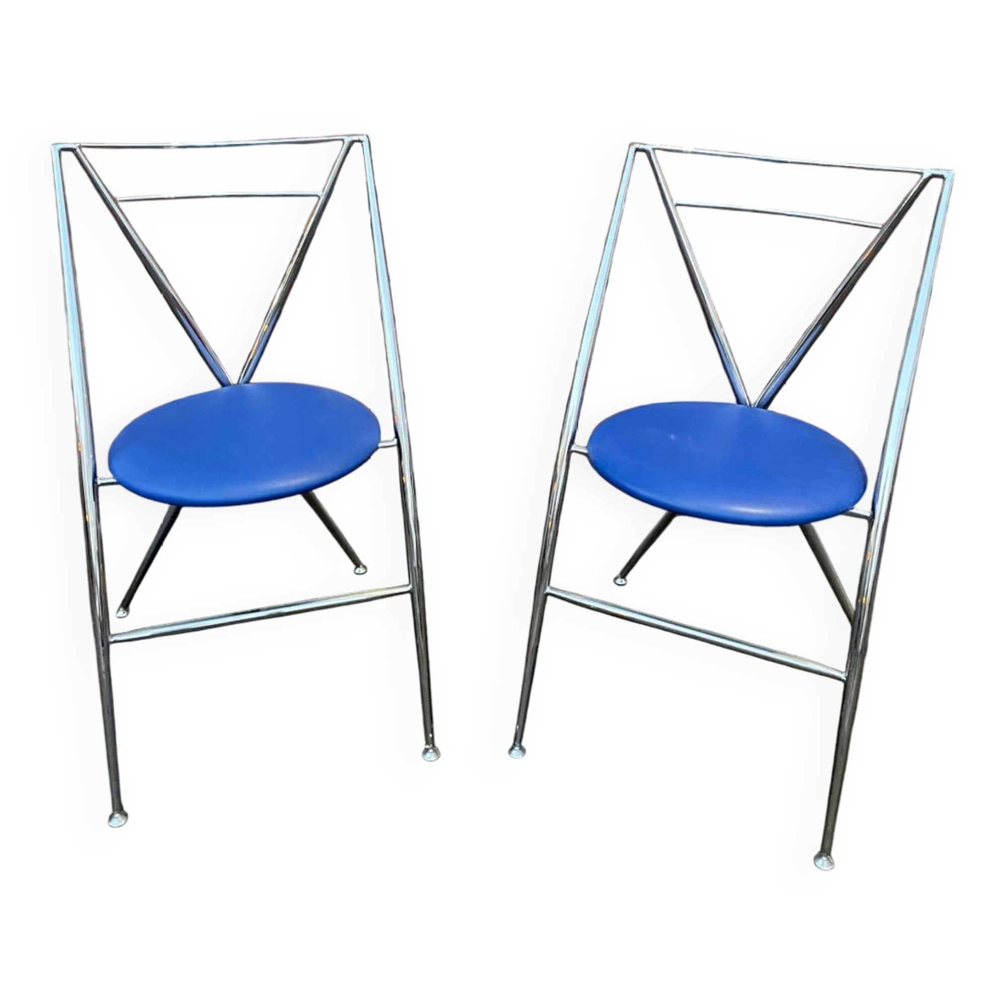 2 Hiroyuki Yamakado chrome folding chairs
