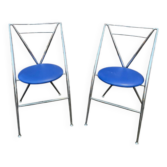 2 chaises pliantes chromées Hiroyuki Yamakado