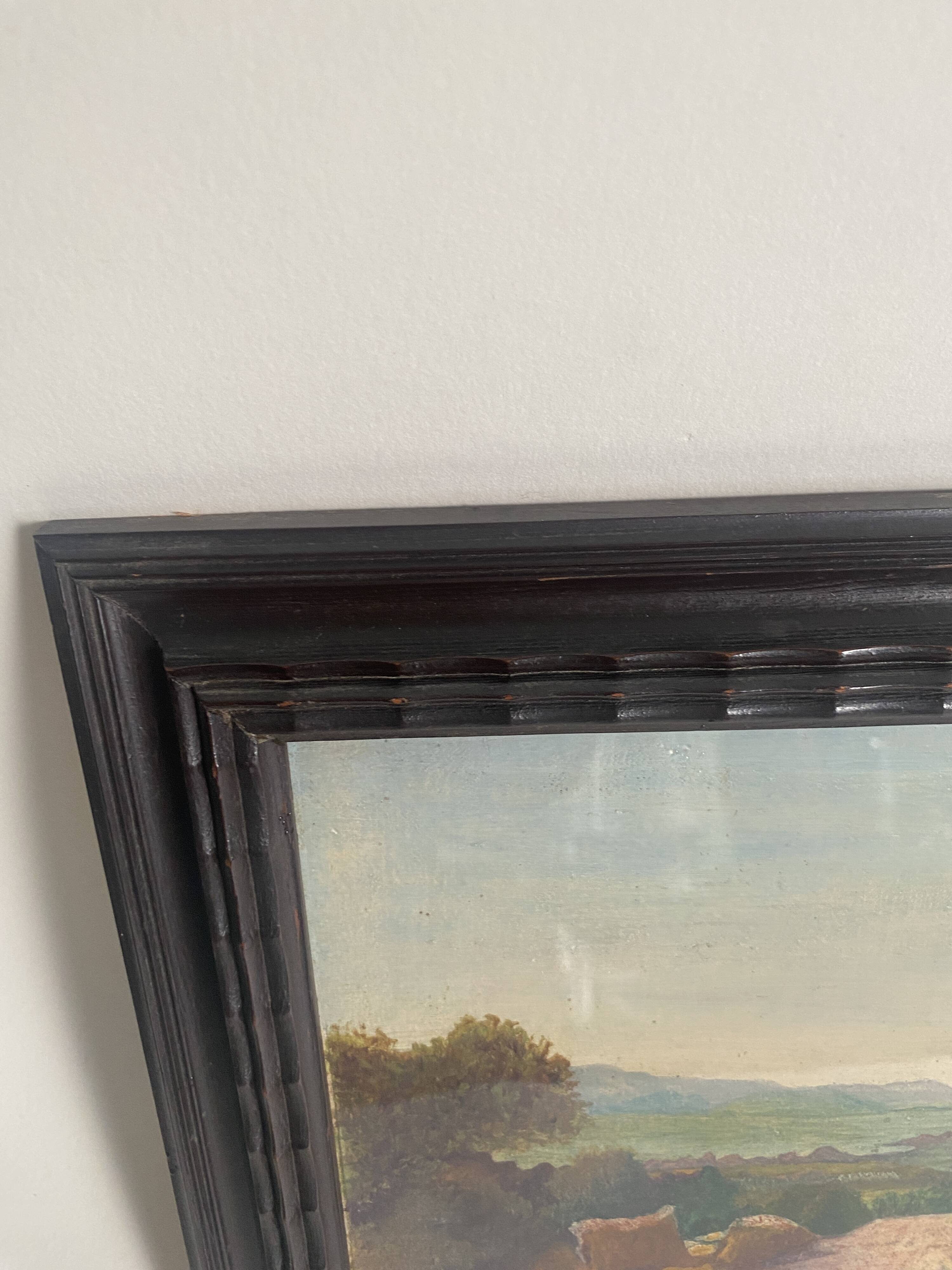 Oil, glazed wooden frame
