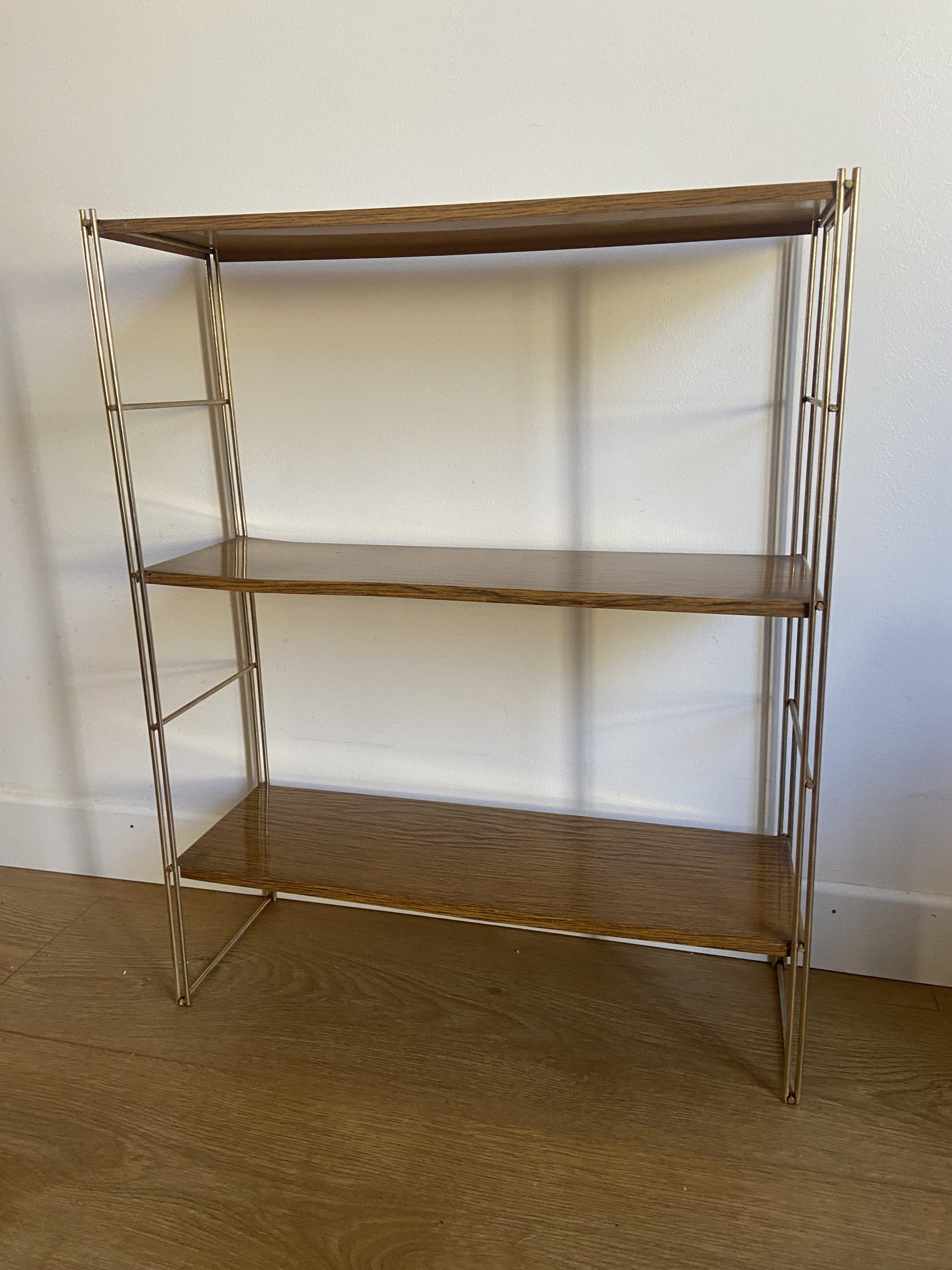 Self vintage metal wall shelf imitation wood in string or tomado style