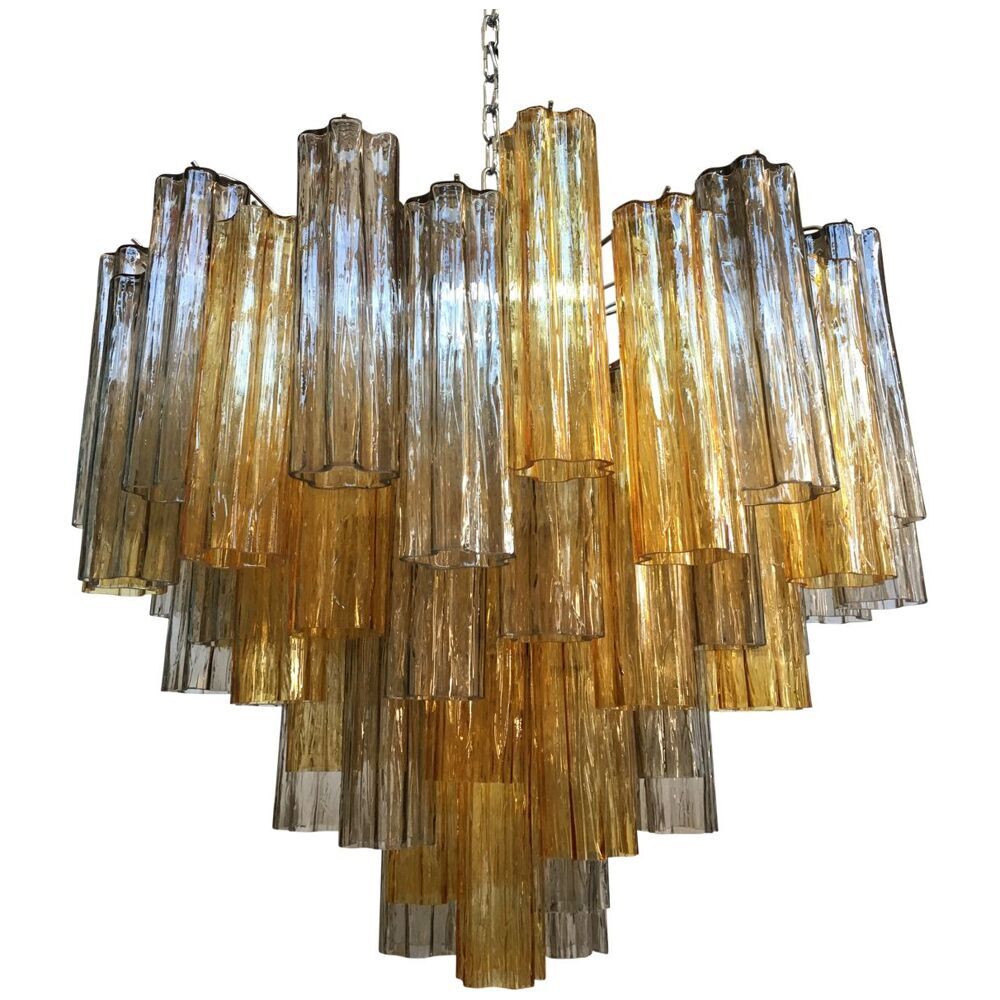 Amber and fume’ “tronchi” murano glass chandelier d60 by simoeng