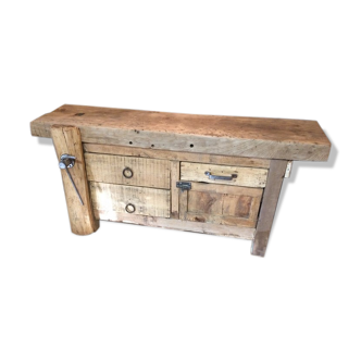 Ancien établi massif à tiroirs
