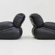 Vintage Okay armchairs by Adriano Piazzesi black leather 1970s, set of 2