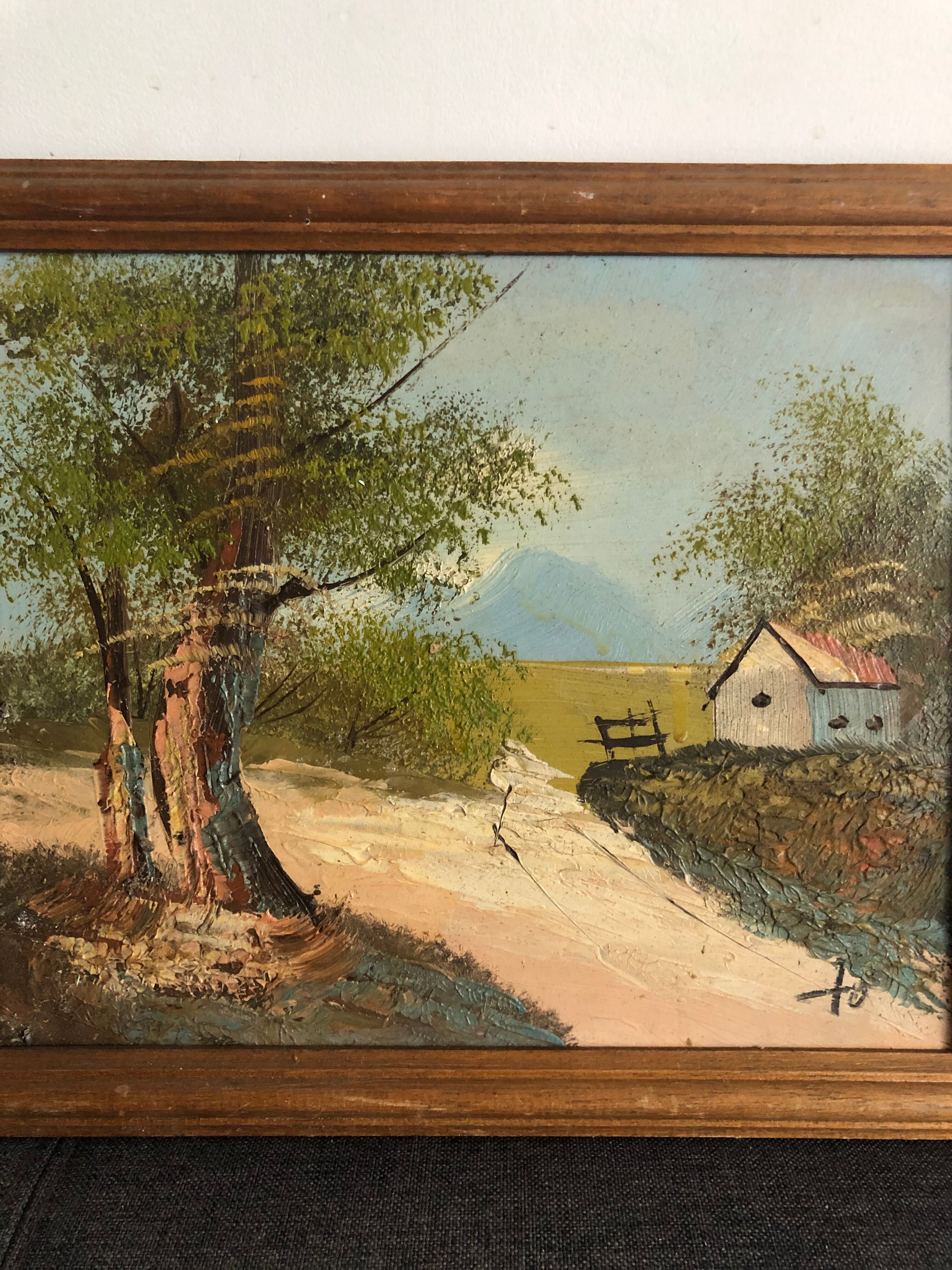 Oil on canvas countryside landscape