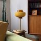 Large vintage lamp with brown and yellow opaline glass and brass.