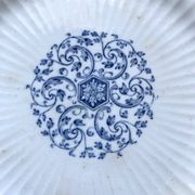 Sarreguemines ironstone dessert plates, "Embroidery" model