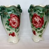 Vase art new pair KG Lunéville gilding decoration flower pink soliflore tulip tree