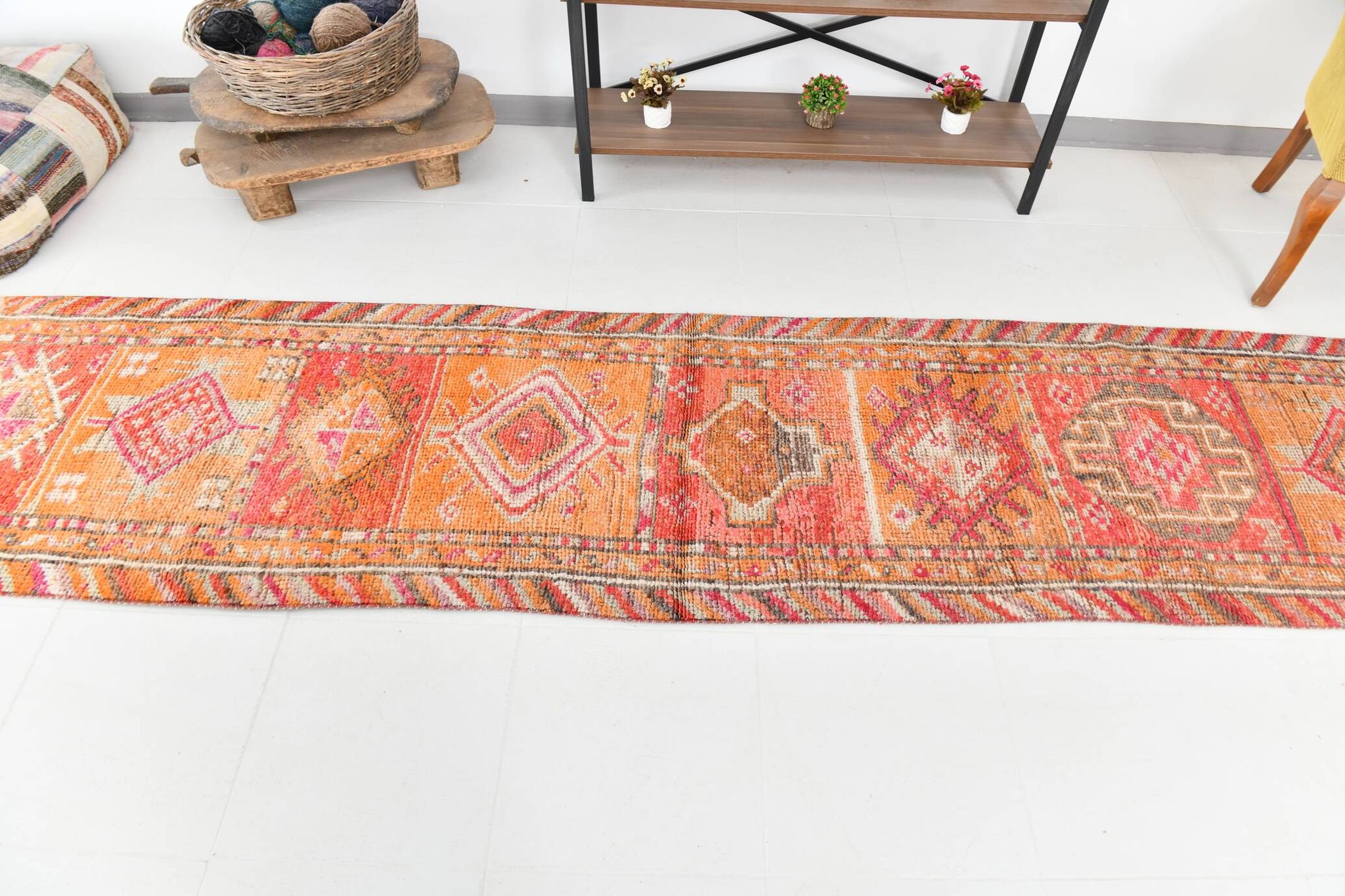 Orange Beige Turkish Runner Rug 80x369Cm SK 23759