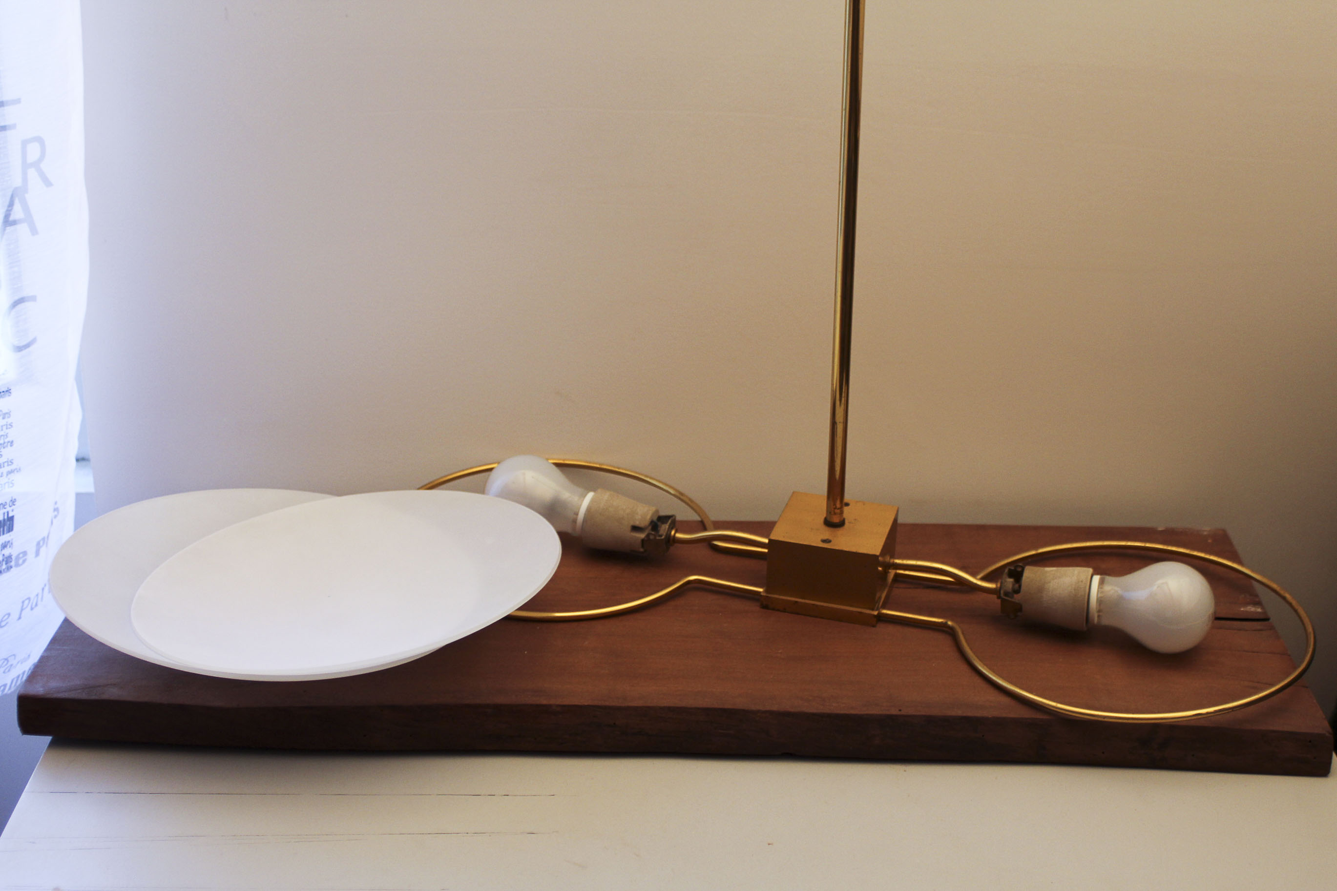 Brass pendant lamp Lucien Gau Paris 70s