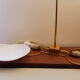 Brass pendant lamp Lucien Gau Paris 70s