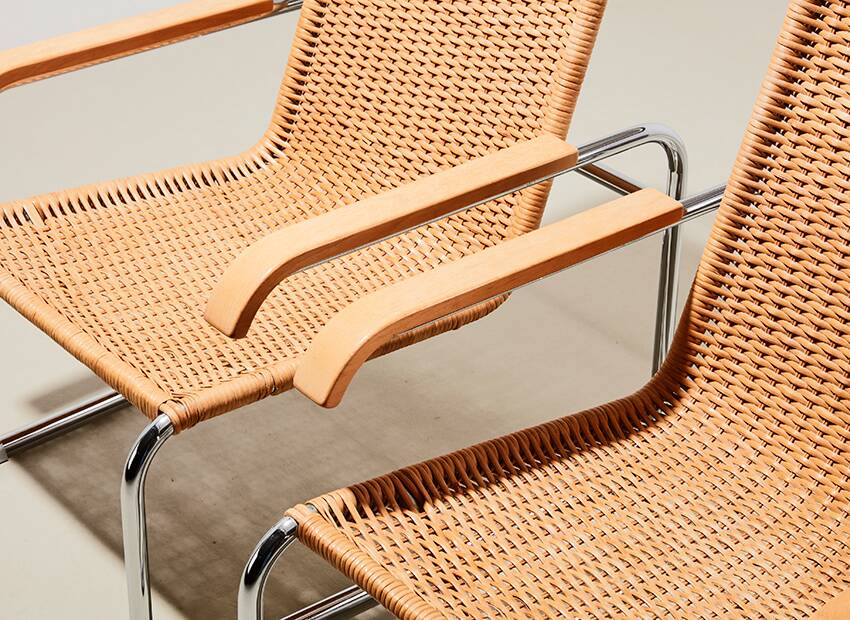 Marcel Breuer Pair of B35 Lounge Chairs for Thonet 1990s