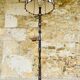 Vintage Floor Lamp Turned Wood, Bamboo Rattan Circa 1950s