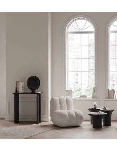 Black, oxidized aluminum table lamp, contemporary work.