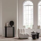 Black, oxidized aluminum table lamp, contemporary work.