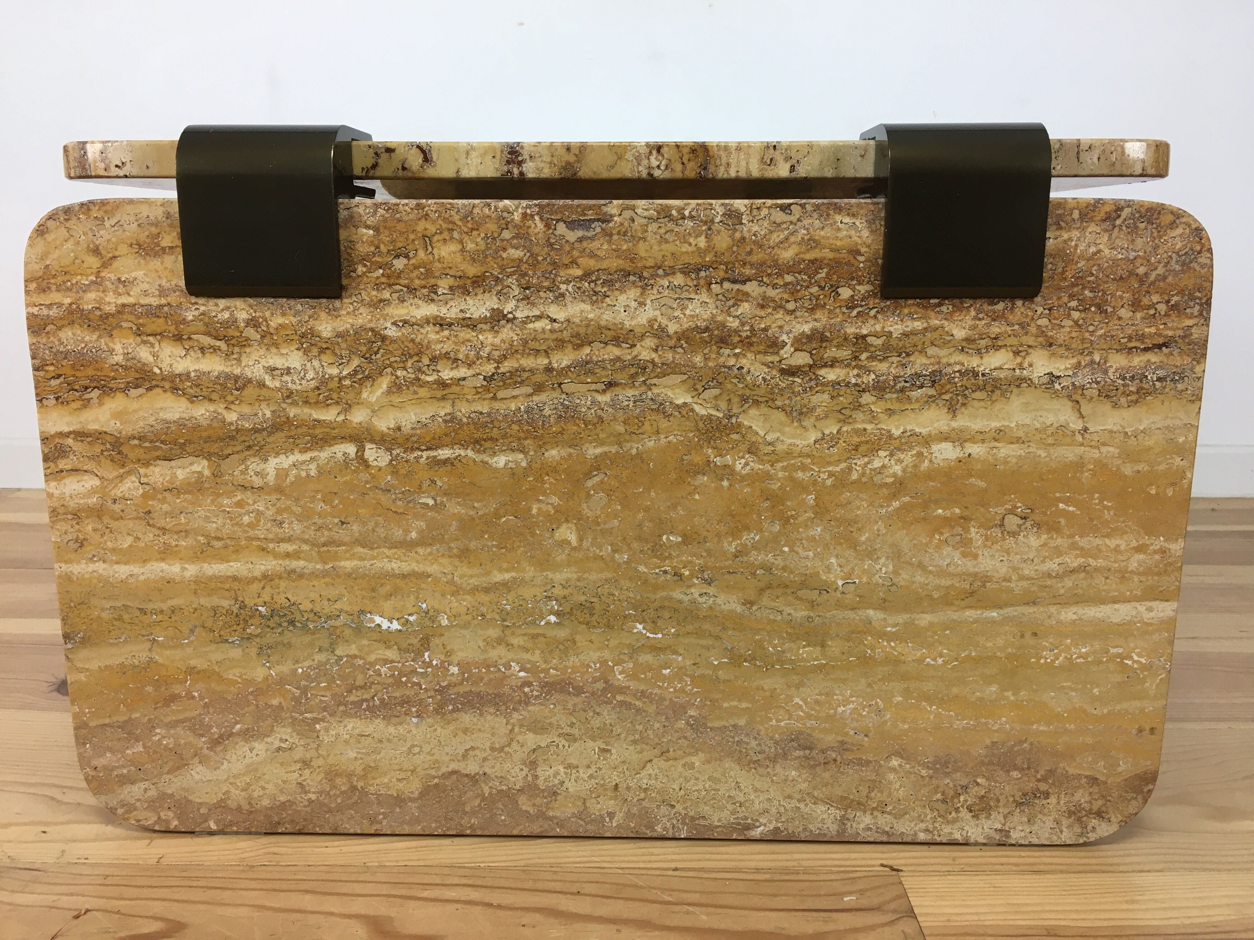 Yellow travertine coffee table, 70/80s