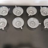 Set of 8 cups/ramekins with diamond cut glass handles