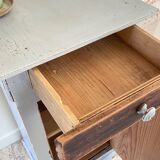Antique Bedside Table in Weathered Grey Wood