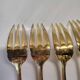 Gold metal fish cutlery, knives and forks 24 pieces