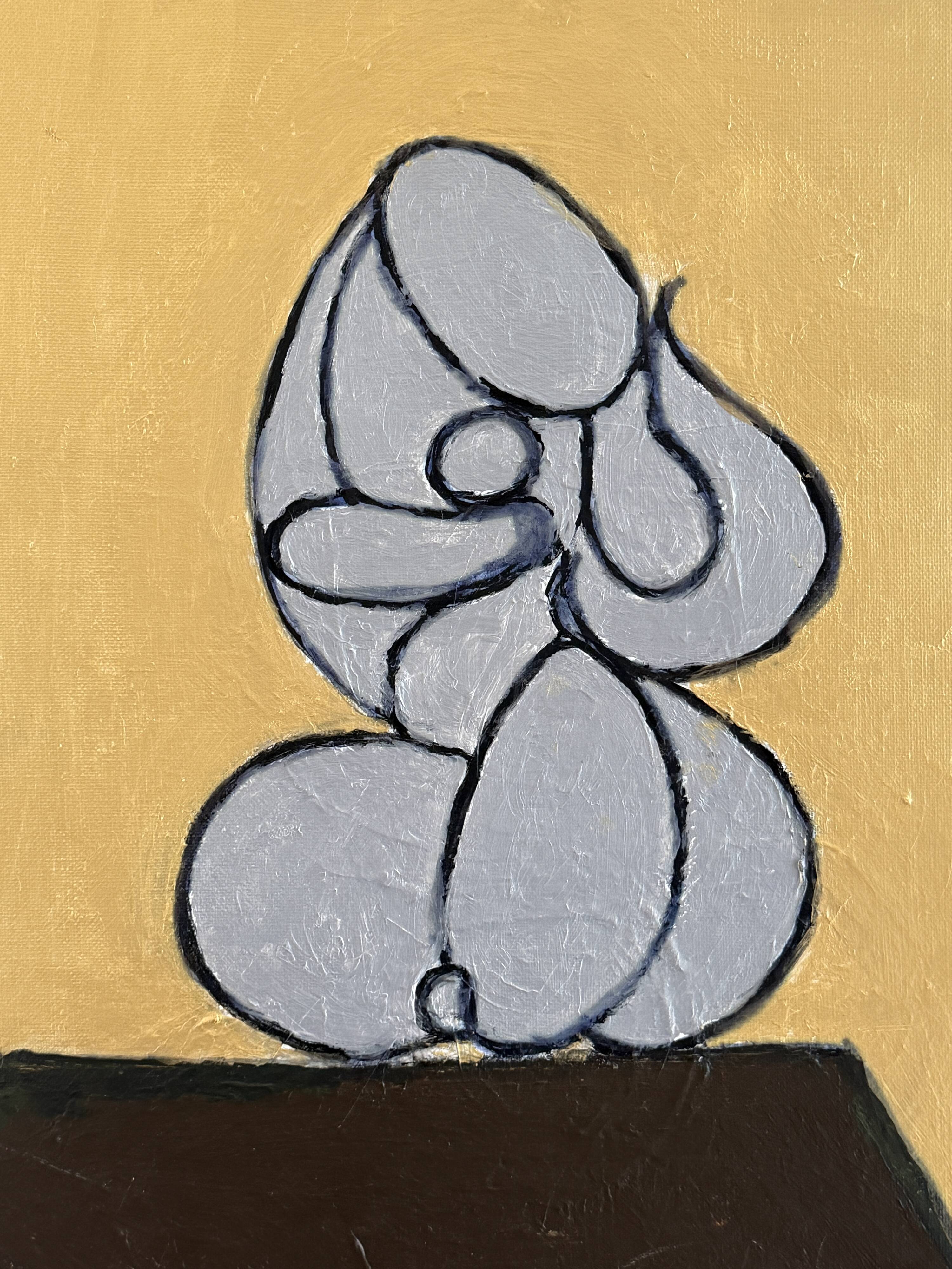 Serge reggiani, acrylic on canvas "maternity" signed (1922 - 2004)