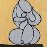 Serge reggiani, acrylic on canvas "maternity" signed (1922 - 2004)