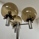 Old 3-light chrome and smoked glass floor lamp Italian design from the 70s vintage