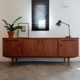 Scandinavian teak row 50s-60s, French manufacture signed Eros