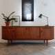Scandinavian teak row 50s-60s, French manufacture signed Eros