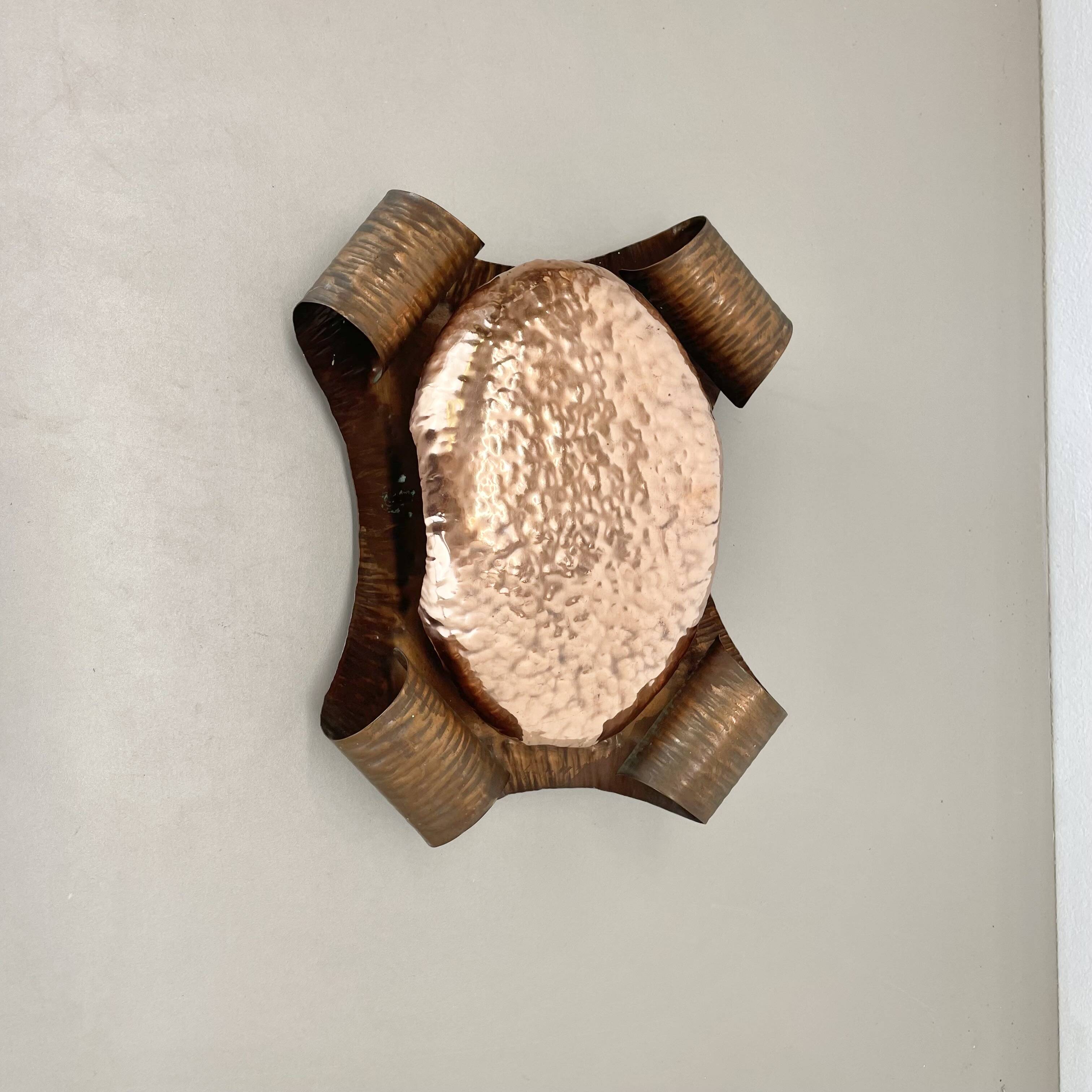 rare handmade solid copper Stilnovo Style Theatre Wall Light, Italy 1950s