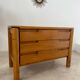 Antique solid elm chest of drawers, French design from the 60s, Maison Regain vintage