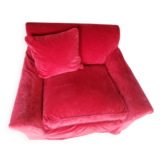 Large red velvet club chair Conran Shop