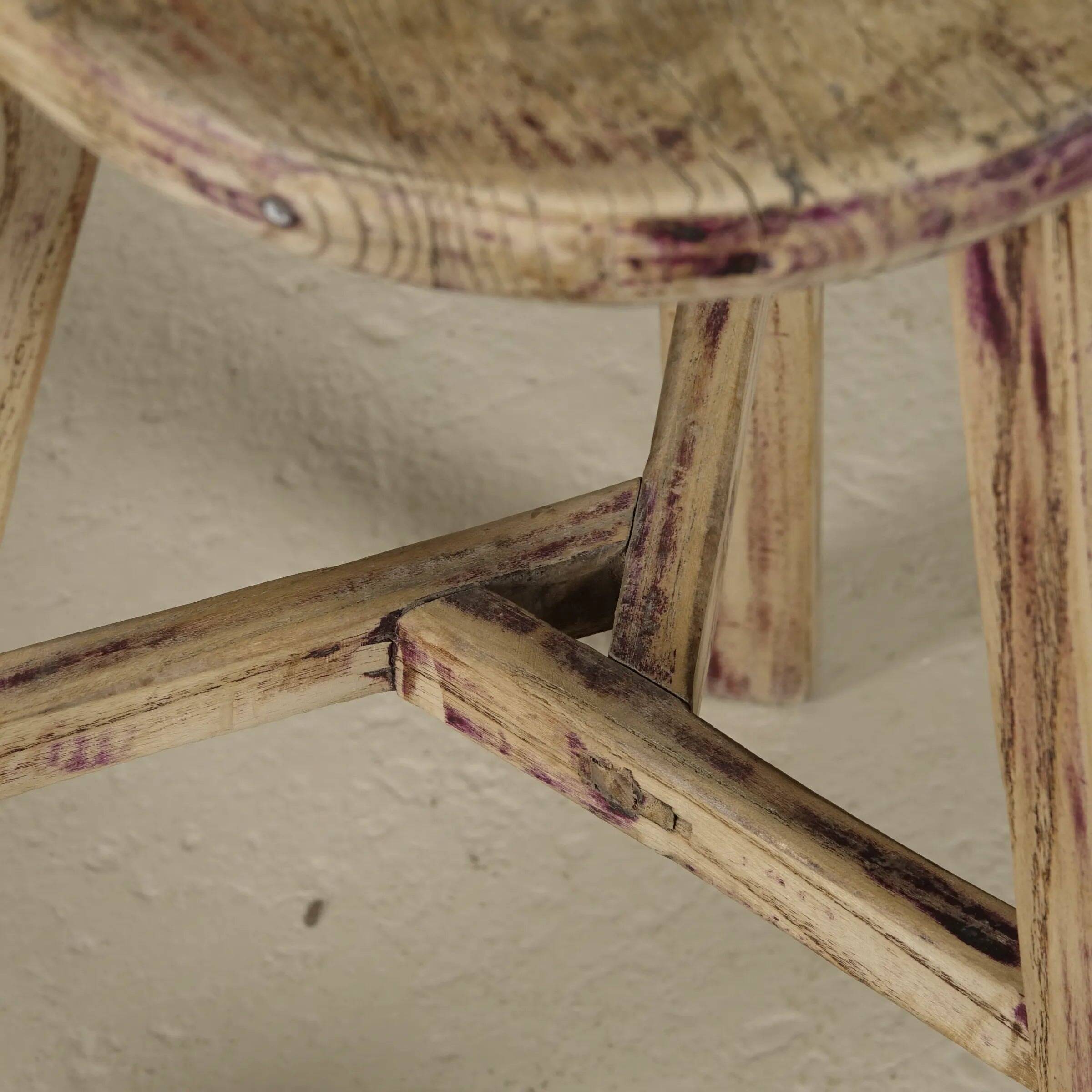 Gong - Antique Chinese elm stool, round seat no. 2