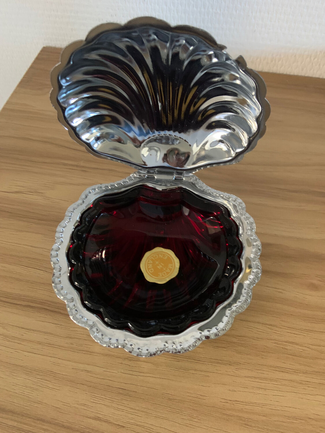 Old chrome shell butter dish