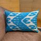 Hand Crafted Silk Ikat Lumbar Cushion Cover, Sky Blue Wave Pillow Case