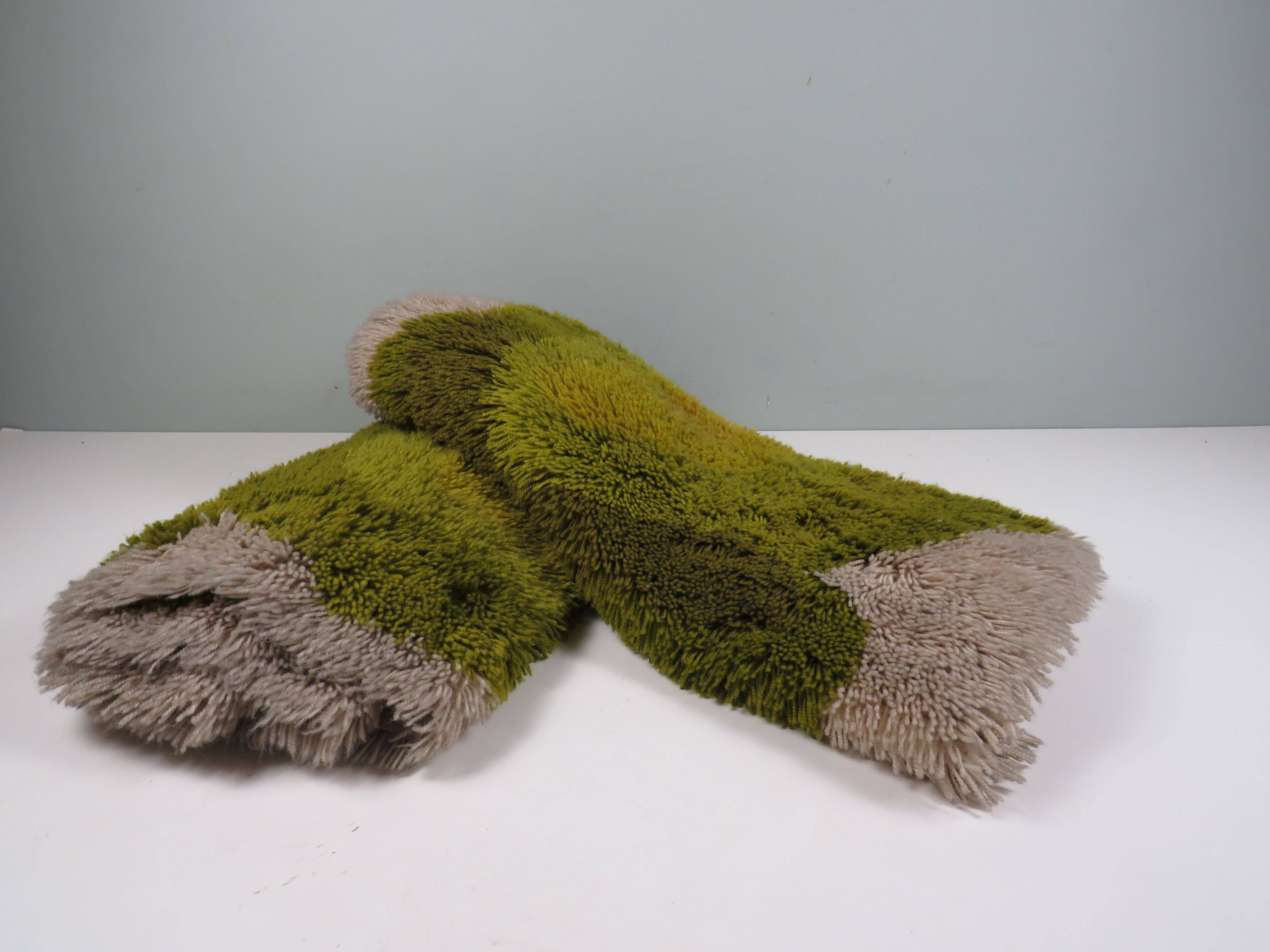 Pair of vintage Desso rugs from the 70s – moss green & beige