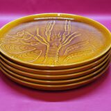 5 shellfish plates in earthenware Segovia slip