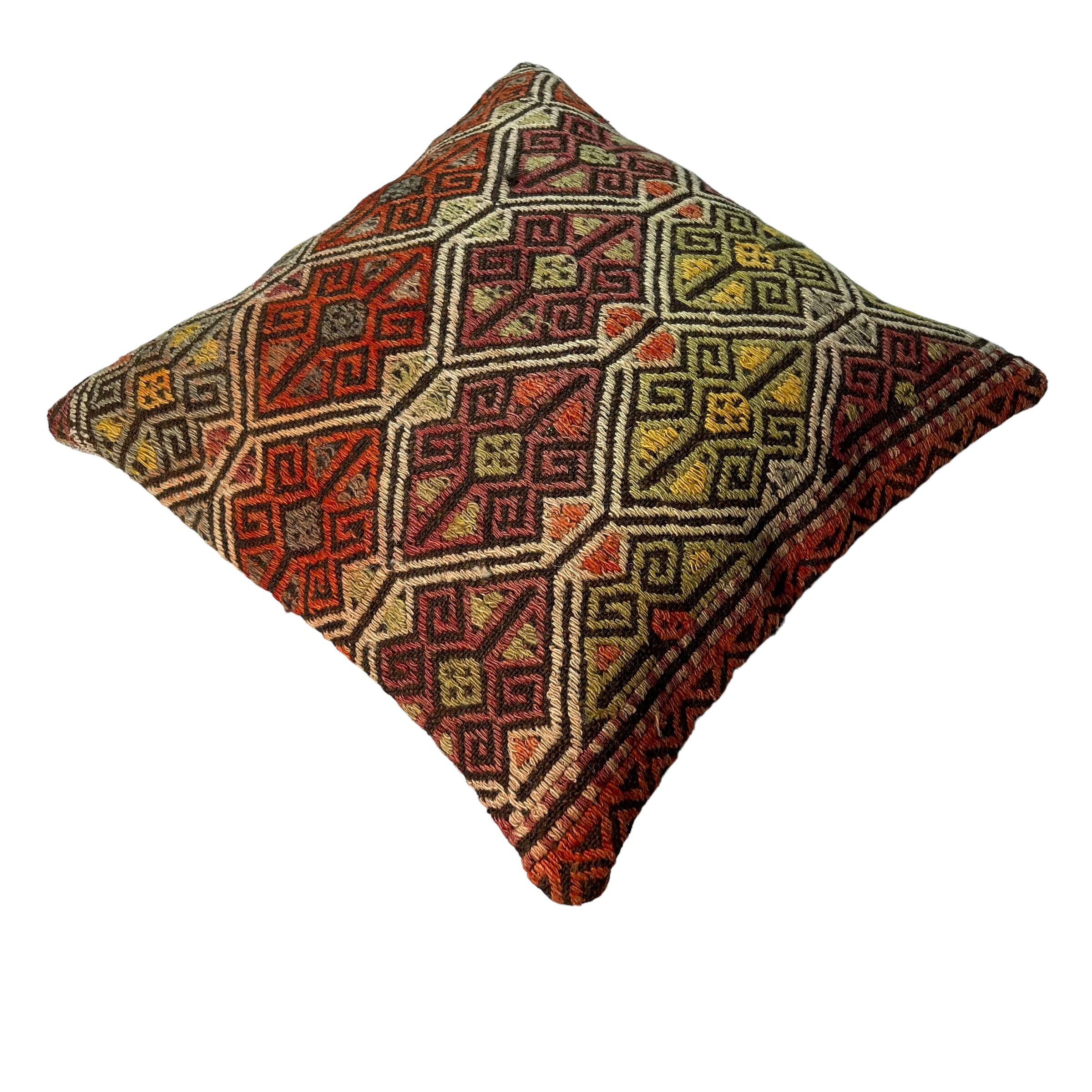 VINTAGE TURKISH KILIM CUSHION COVER , 45 X 45 CM