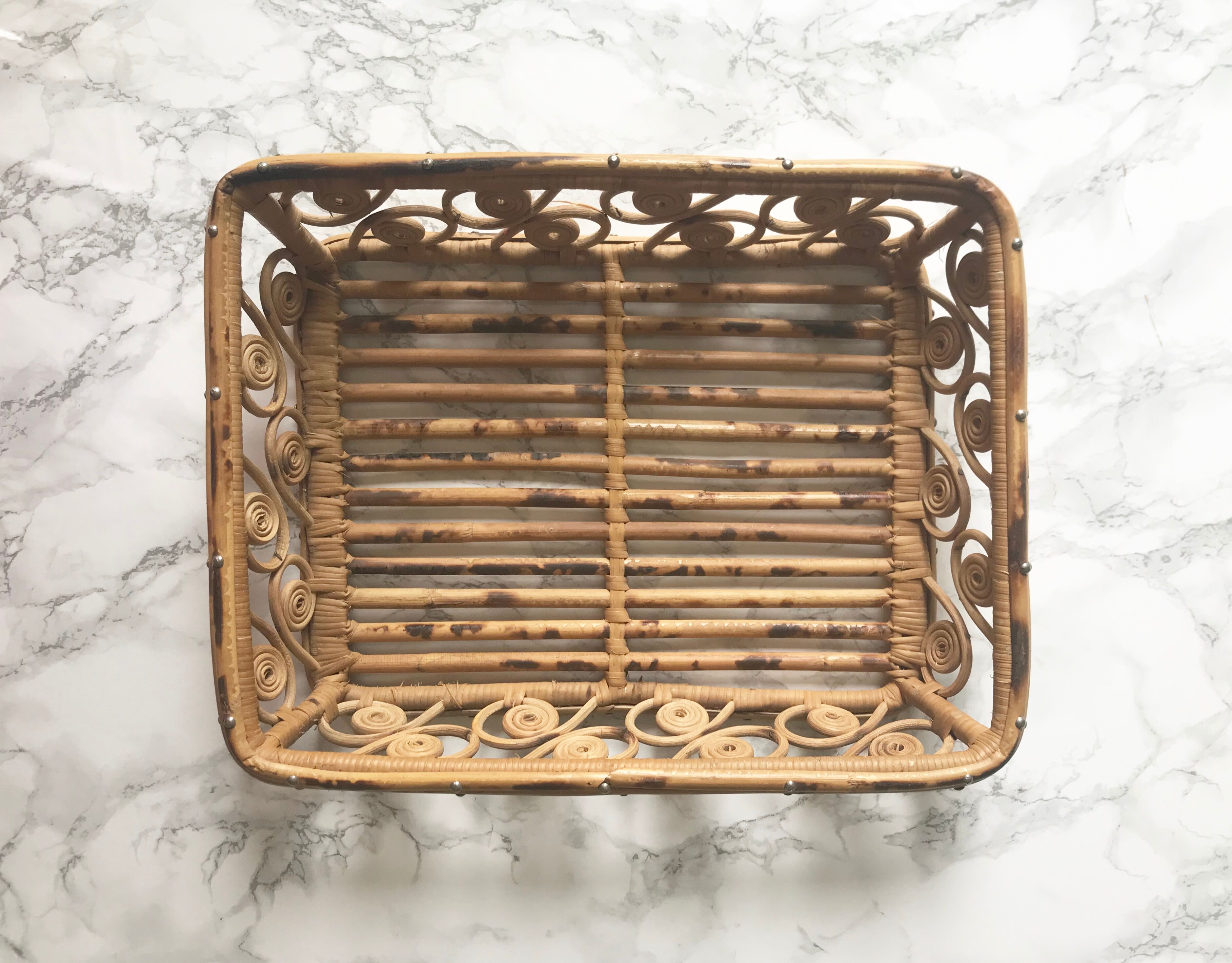 Rattan basket peacock